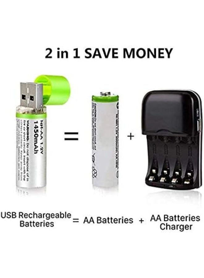 Two 1450mAh AA rechargeable USB batteries - Energy-saving and eco-friendly 2-in-1 design - Image 5